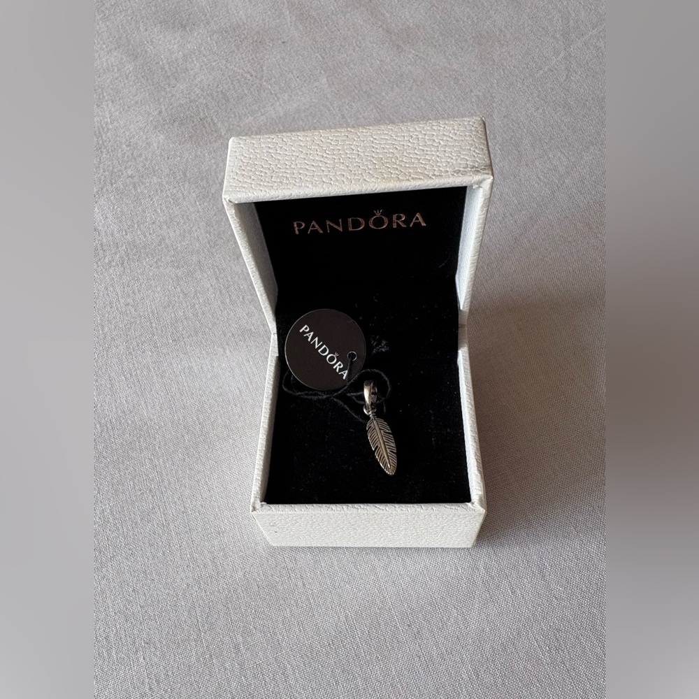 Pandora Sterling Silver Black Feather Pendant Charm Earring Choker 925 Unisex